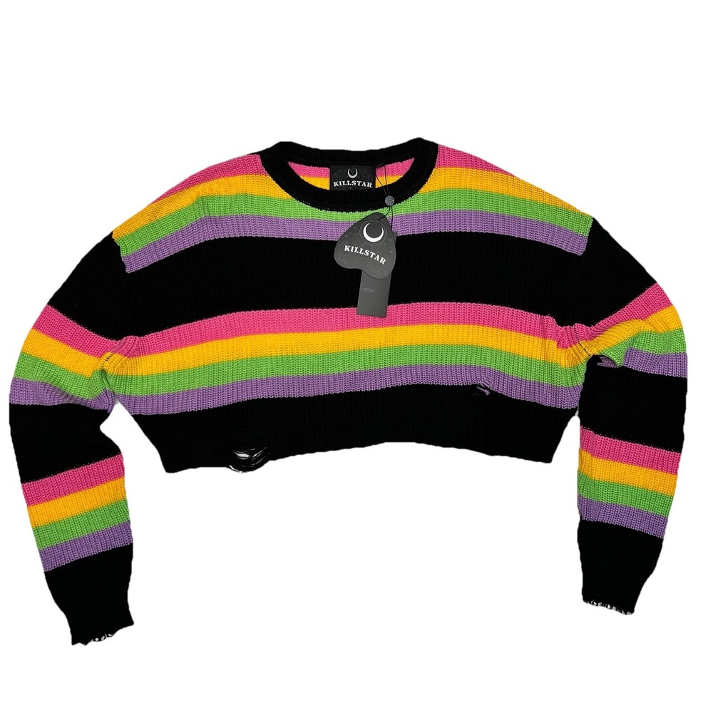 Killstar Regenboden Knit Crop Sweater Rainbow Oversized Goth Whimsigoth 2XL